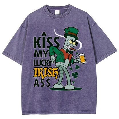 Kiss my Lucky Irish-St. Patrick's Day Vintage Distressed T-shirt