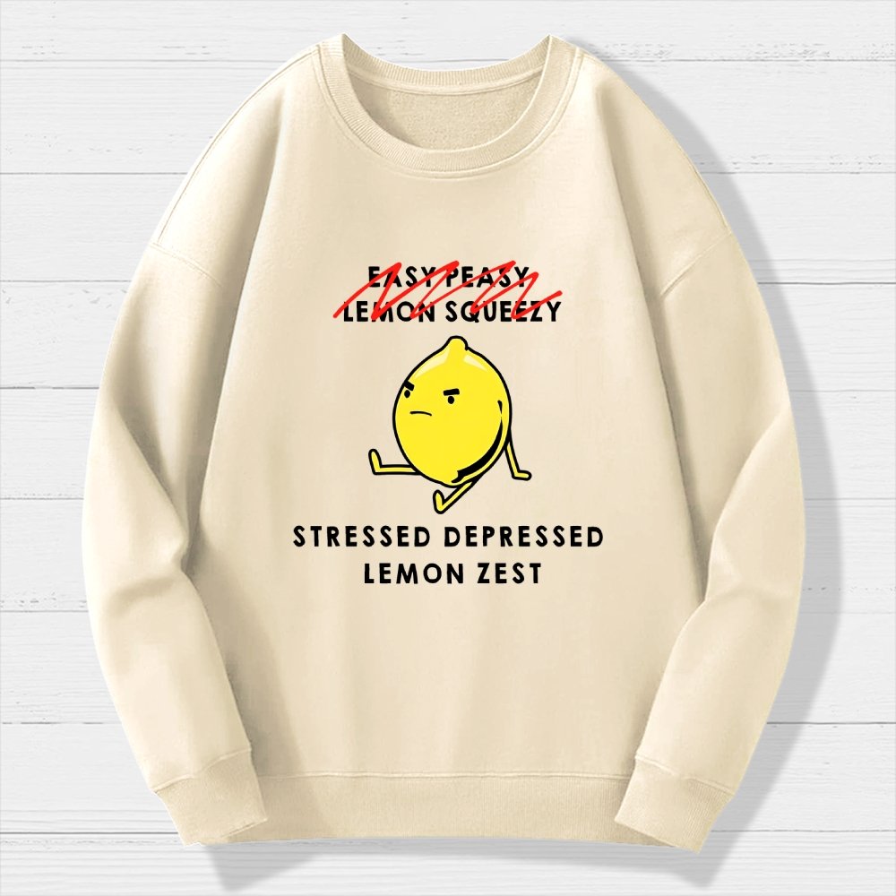 Stressed Depressed Lemon Zest Geek Cotton Sweatshirt