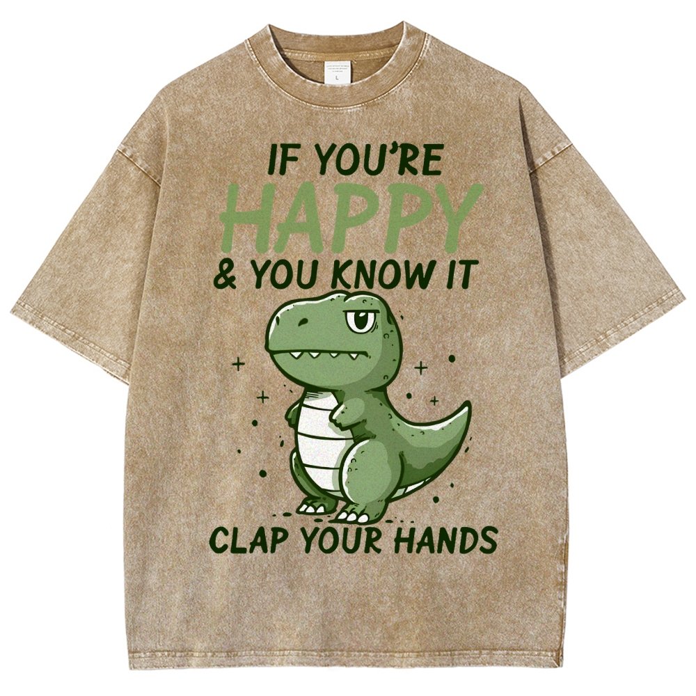 If you are happy clap your... Vintage Distressed T-shirt