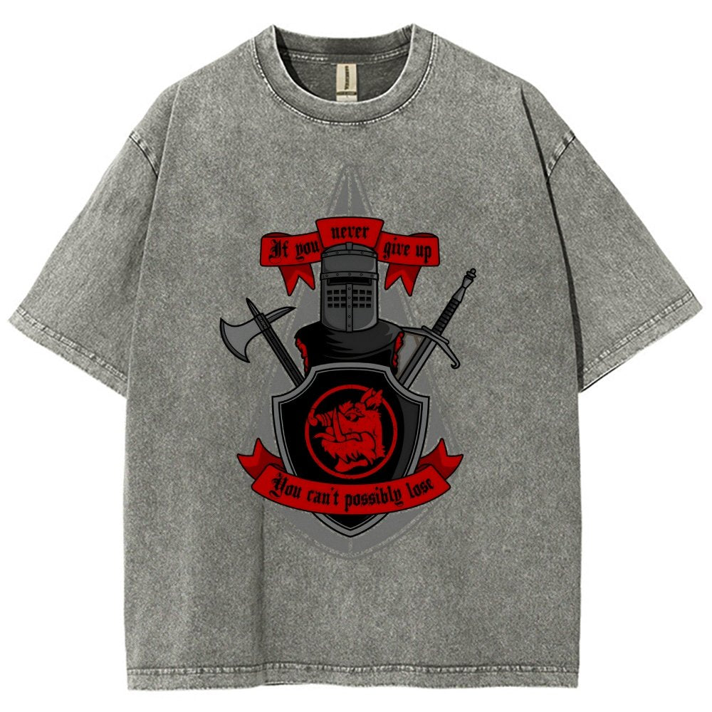Never Give Up Vintage Distressed T-shirt