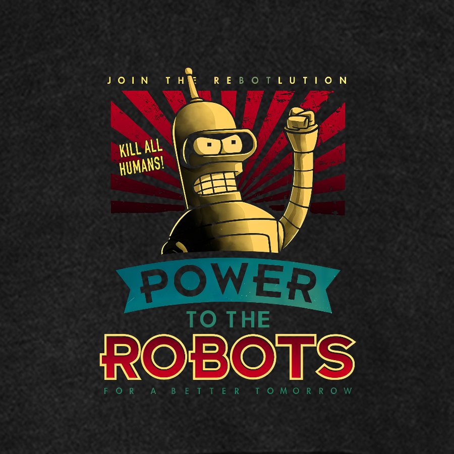 Power To The Robots Vintage Distressed Hoodie
