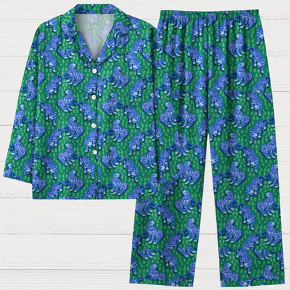 Tiger Art Pattern Geek Long Sleeve Pajama Set