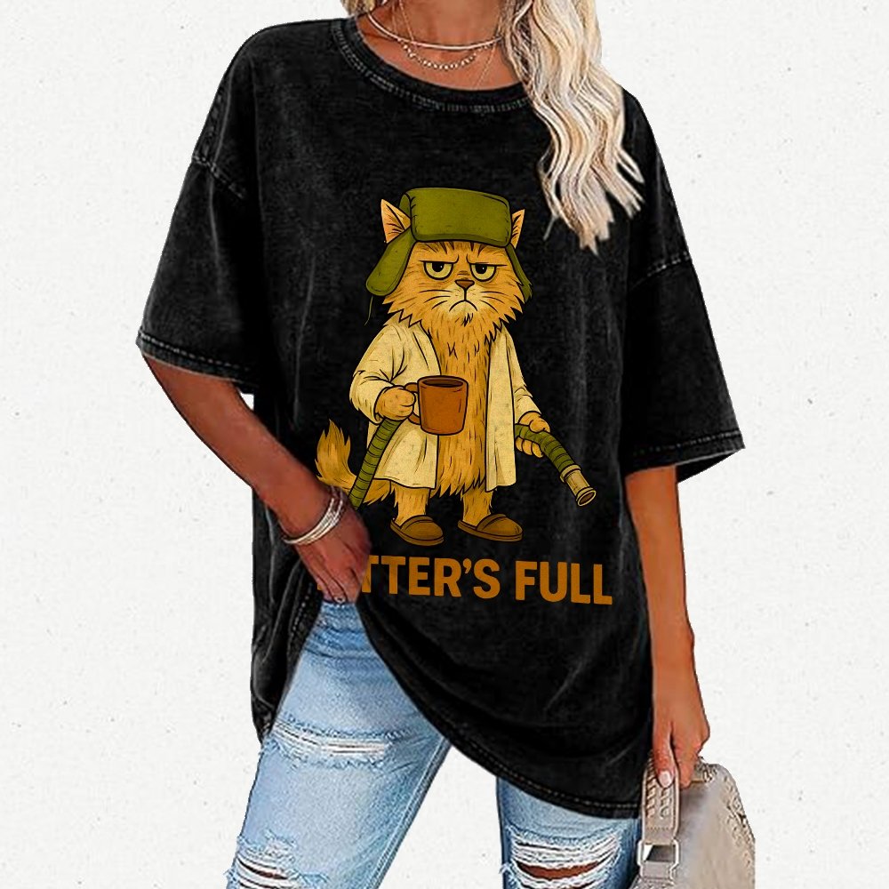 Litter’s Full Cat Vintage Distressed T-shirt