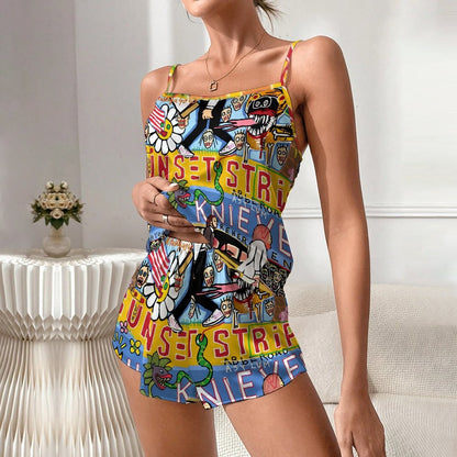 Vintage Graffiti2 Women's Geek Suspender Cami Set