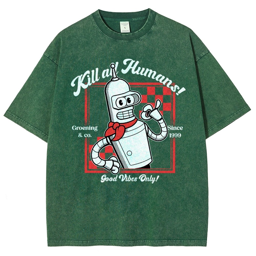 Kill All Humans Vintage Distressed T-shirt