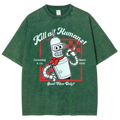 Kill All Humans Vintage Distressed T-shirt