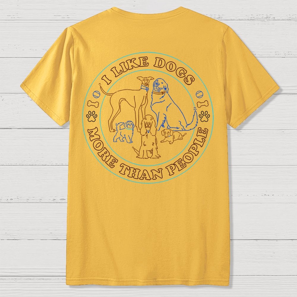 I Like Dogs More Than People Front And Back Printing Geek T-Shirt