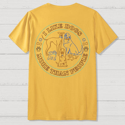 I Like Dogs More Than People Front And Back Printing Geek T-Shirt