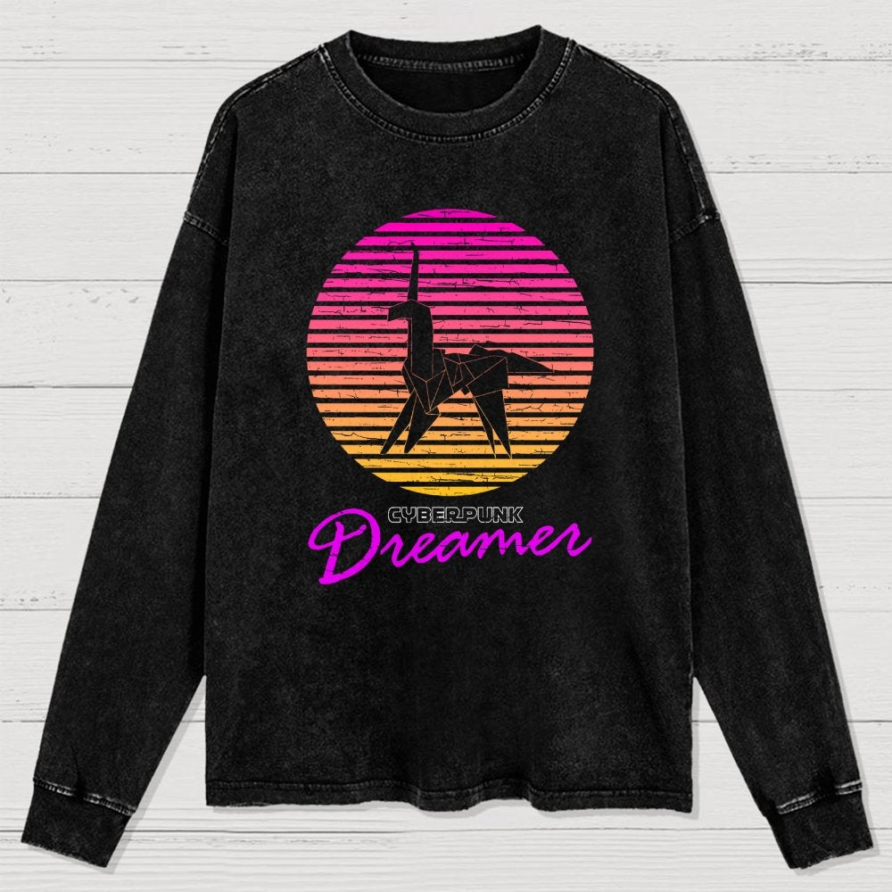 Cyberpunk Dreamer Washed Long Sleeve Tee