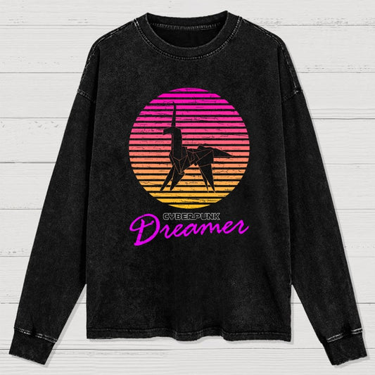 Cyberpunk Dreamer Washed Long Sleeve Tee