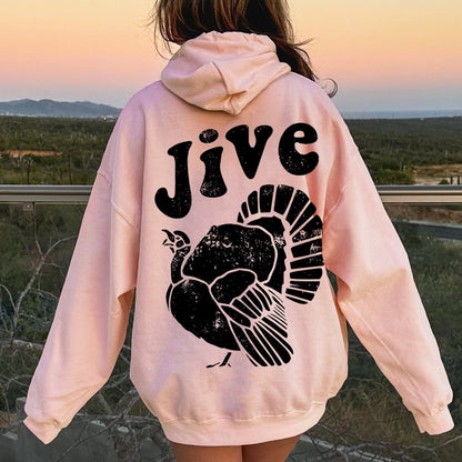 Jive Turkey Printed Back Unisex Cotton Hoodie