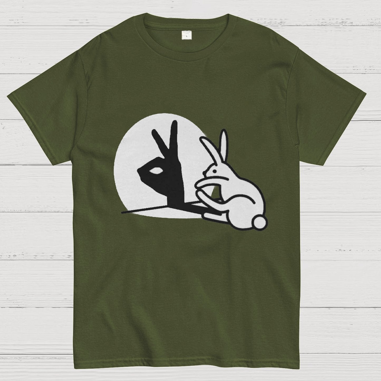 Funny Rabbit Hand Shadow Puppets Bunny Figure Pop Art Geeky T-Shirt