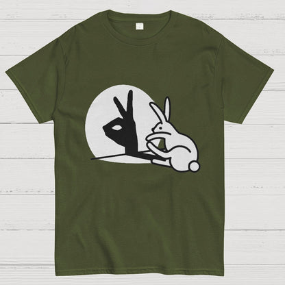 Funny Rabbit Hand Shadow Puppets Bunny Figure Pop Art Geeky T-Shirt