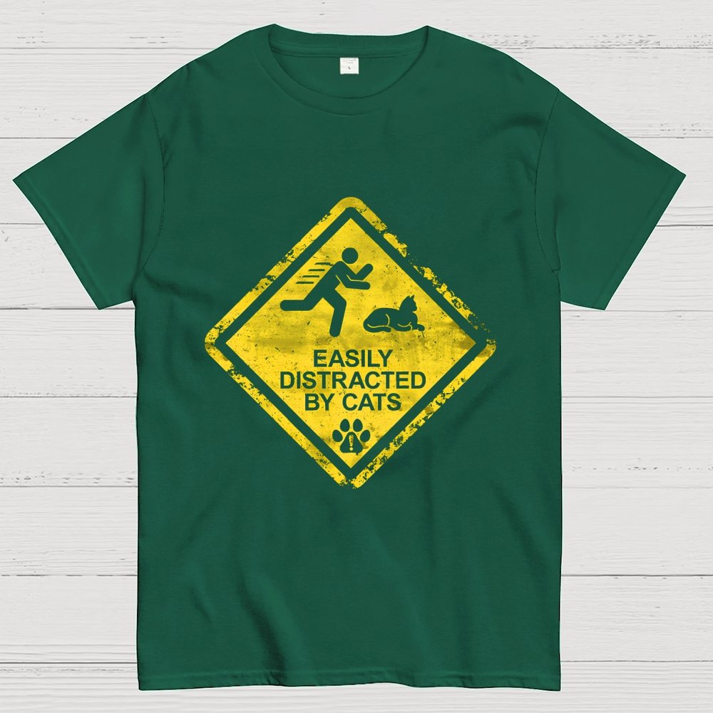 Cat Distraction Warning Geek T-Shirt