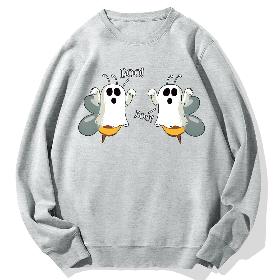 Ghost Bees Saying Boo Funny Halloween Geek Cotton Sweatshirt