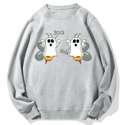 Ghost Bees Saying Boo Funny Halloween Geek Cotton Sweatshirt