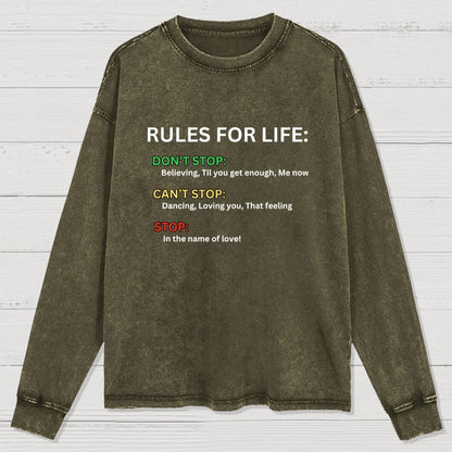 Rules For Life Washed Long Sleeve Tee