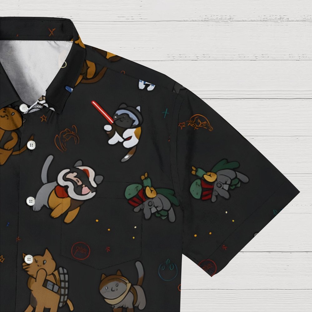 Tie The Fighter Cat Funny Geek Hawaiian Shirt