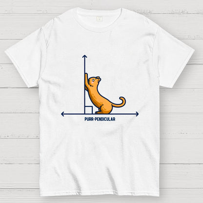 Purr-Pendicular Cute Maths Cat Premium Geek T-Shirt