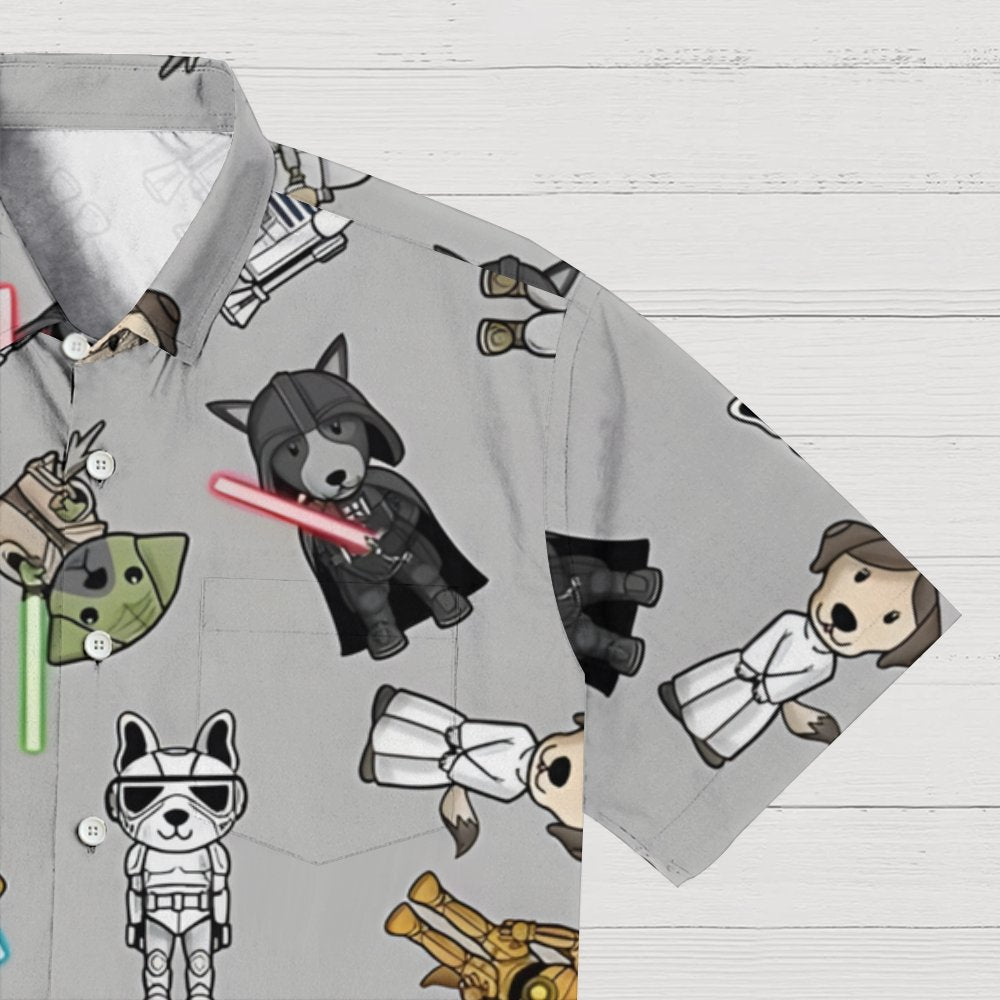 Tie The Fighter Dog Funny Geek Hawaiian Shirt