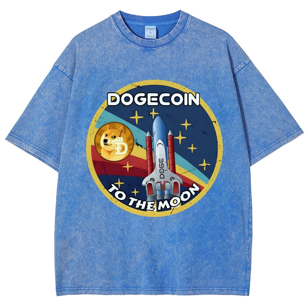 Dogecoin To The Moon DOGE Vintage Distressed T-shirt