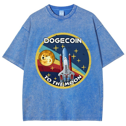 Dogecoin To The Moon DOGE Vintage Distressed T-shirt
