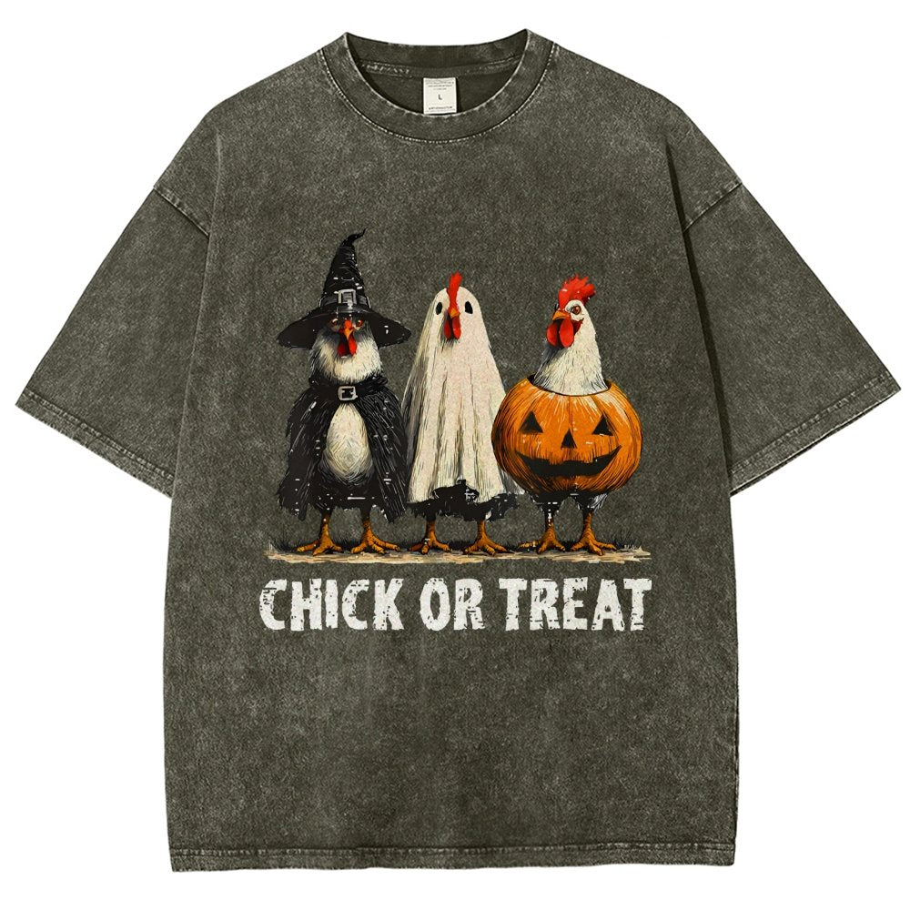 Halloween Chick or Treat Vintage Distressed T-shirt