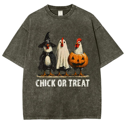 Halloween Chick or Treat Vintage Distressed T-shirt