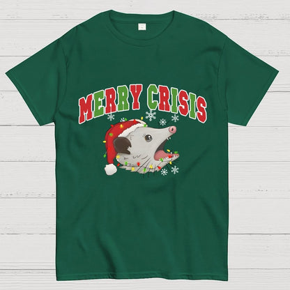 Merry Crisis Opossum Funny Christmas Geek T-Shirt