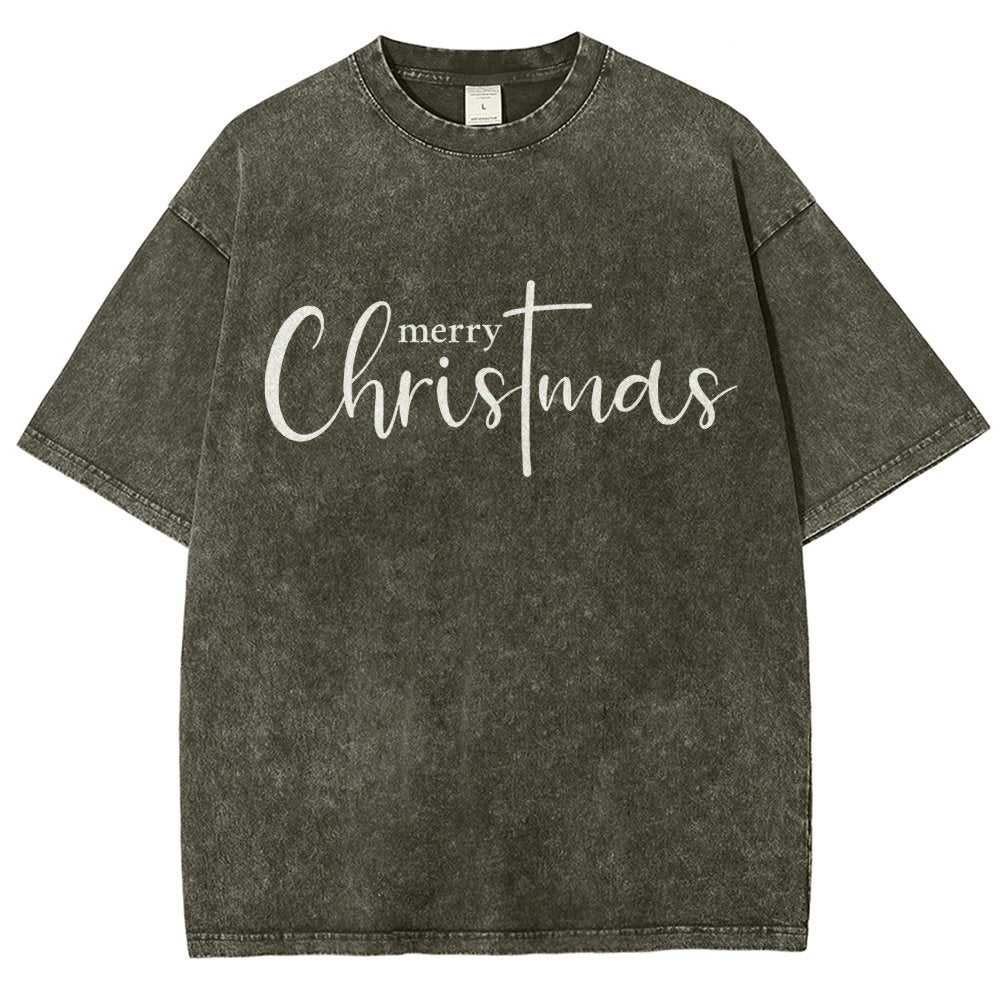 Merry Christmas .Christmas Cross Vintage Distressed T-shirt