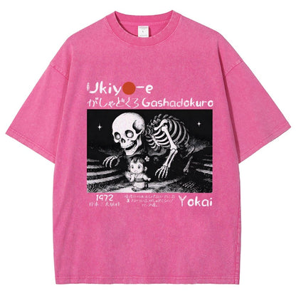 Gashadokuro Skeleton Yokai Ukiyo-e Vintage Distressed T-shirt
