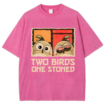Two Birds One Stoned Vintage Distressed T-shirt