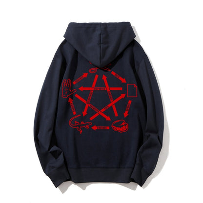 Rock Paper Scissors Spock Printed Back Unisex Cotton Hoodie