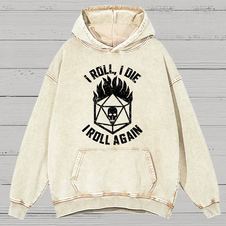I Roll Again Geeky Vintage Distressed Hoodie