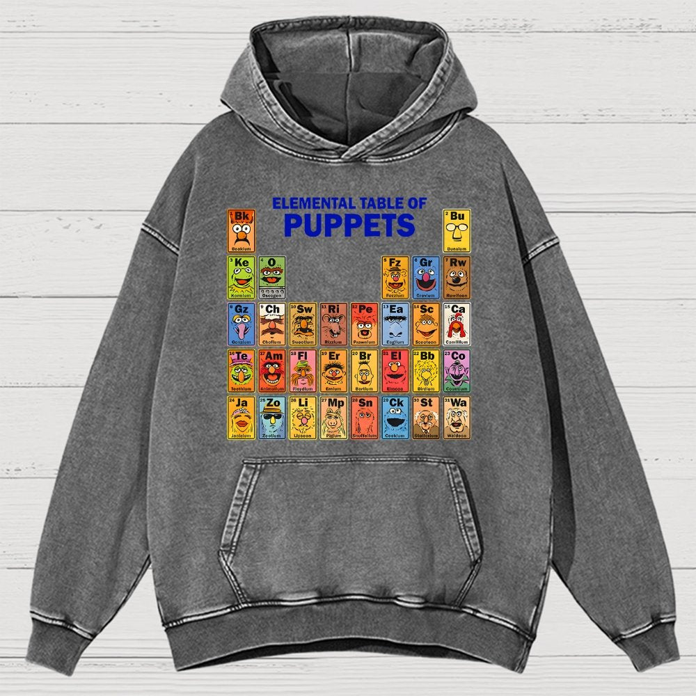 Elemental Table Of Puppets Vintage Distressed Hoodie