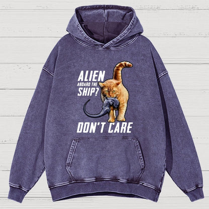 Top Cat Alien Aboard The Ship Don’T Care Vintage Distressed Hoodie