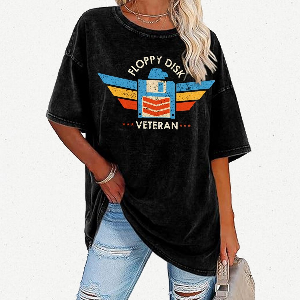 Floppy Disk Veteran Vintage Distressed T-shirt