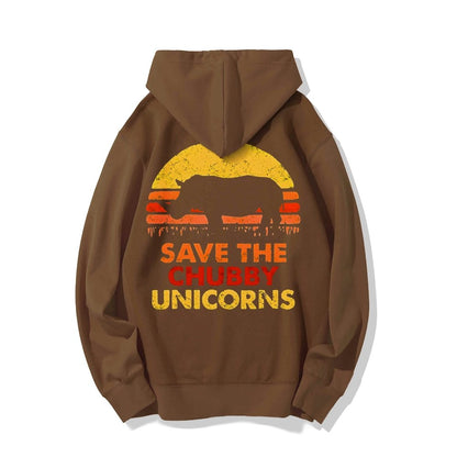 Save The Chubby Unicorns  Printed Back Unisex Cotton Hoodie