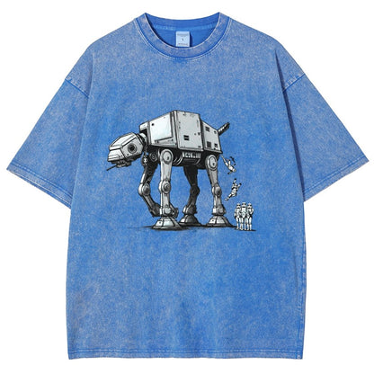 Mechanical Robot Dog Poop Vintage Distressed T-shirt