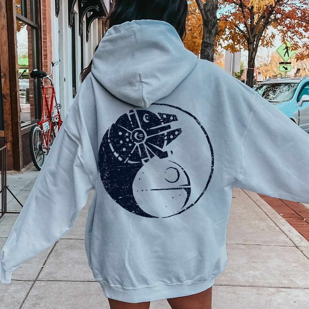 Balancing The Power Geek Printed Back Unisex Cotton Hoodie