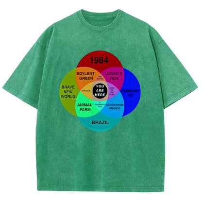 Dystopian Venn Diagram You Are Here Vintage Distressed T-shirt