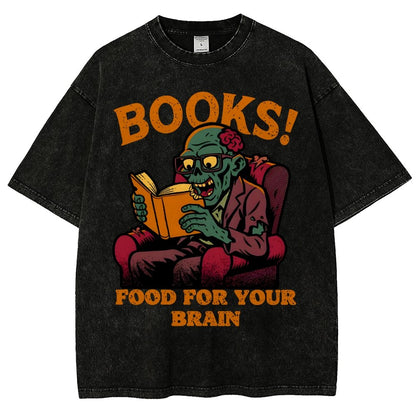 Books! Food For Your Brain Vintage Distressed T-shirt