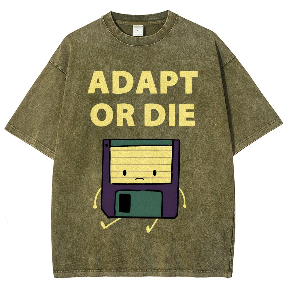 Adapt or Die Floppy Disk Vintage Distressed T-shirt