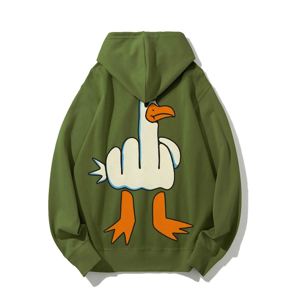 Rude Seagull Design Funny Printed Back Cotton Hoodie