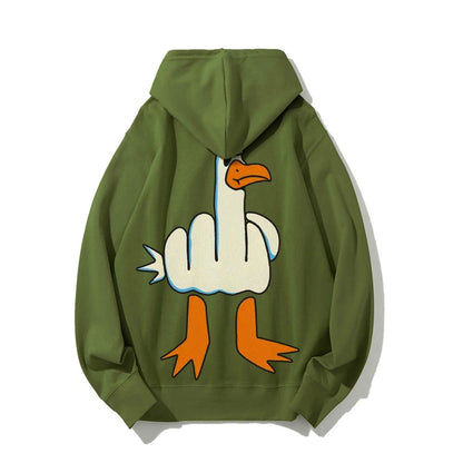 Rude Seagull Design Funny Printed Back Cotton Hoodie