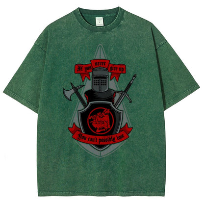 Never Give Up Vintage Distressed T-shirt