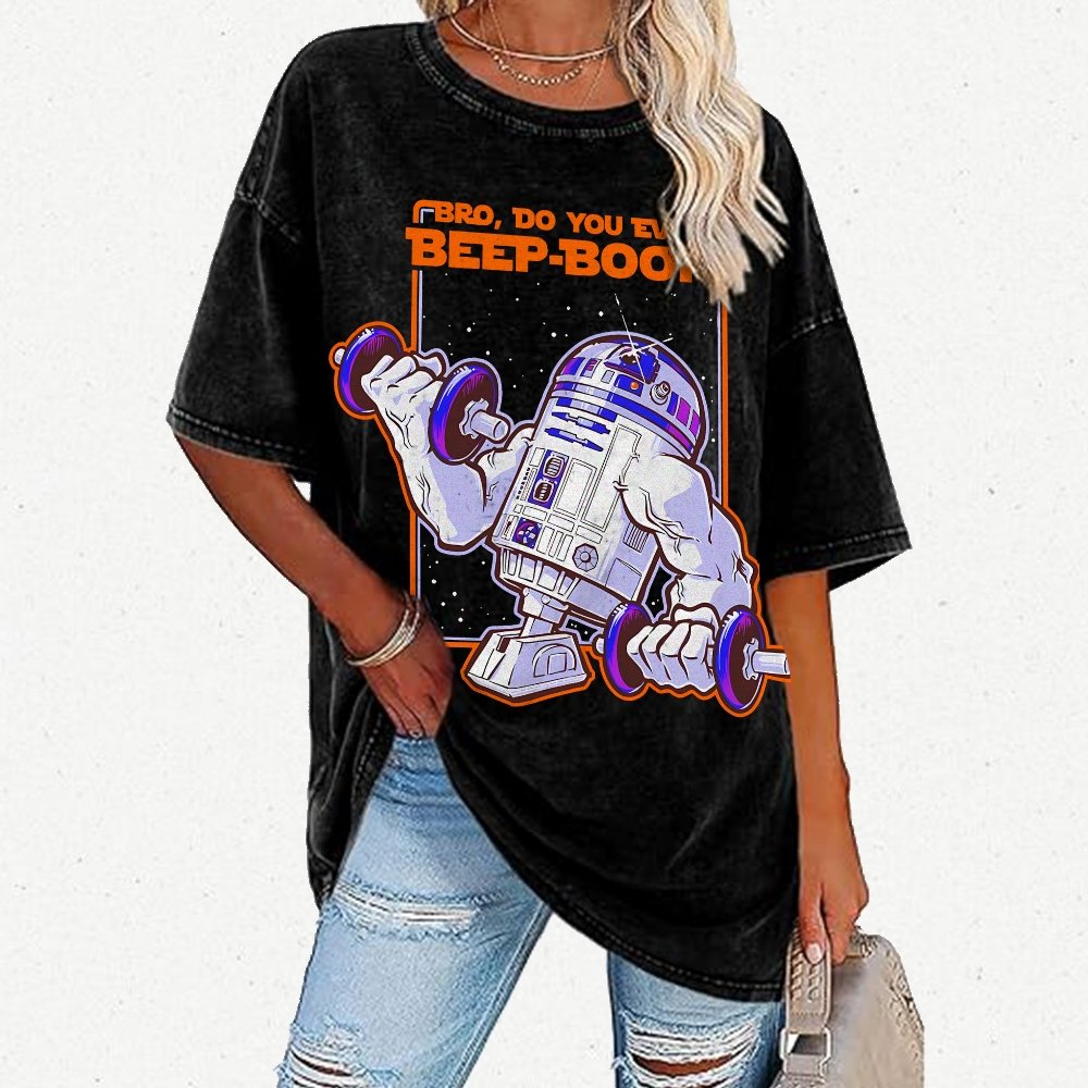 Bro Do You Even Beep-Boop Vintage Distressed T-shirt