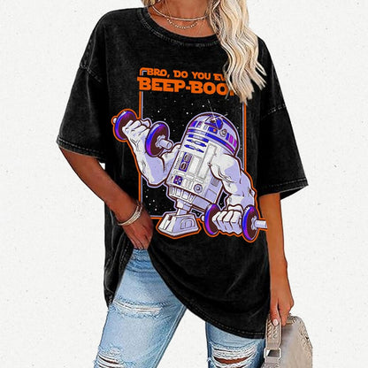 Bro Do You Even Beep-Boop Vintage Distressed T-shirt