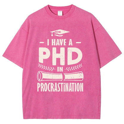 PHD In Procrastination Vintage Distressed T-shirt
