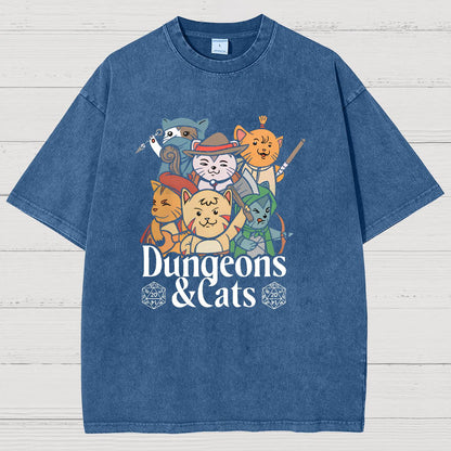 Dungeons and Cats Vintage Distressed T-shirt